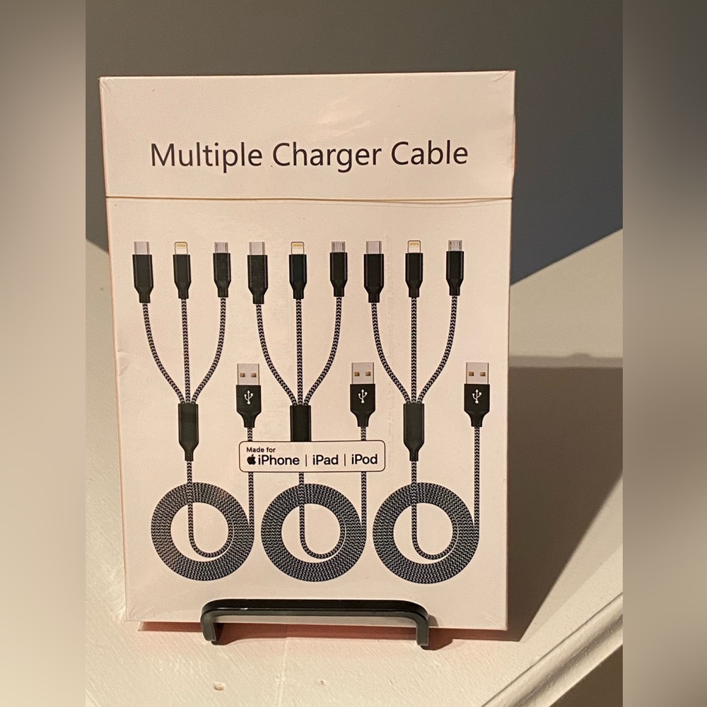 Multi-Device Charging Cable Black Compatible with iPhone iPad iPod